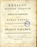 Lexicon Linguae Arabicae in Coranum, Haririum et Vitam Timuri.