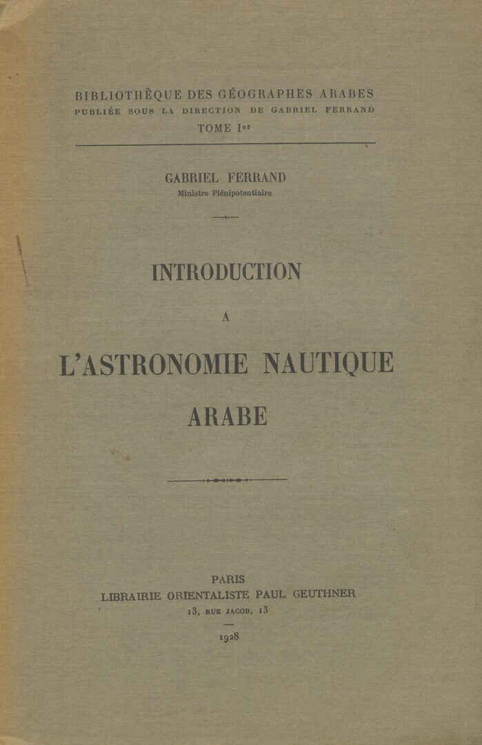 Introduction a L’Astronomie Nautique Arabe.