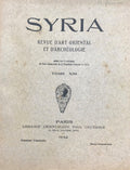 Syria. Revue d’Art Oriental et d’Archéologie Tome XIII, 1932. Premier Fascicule Only.