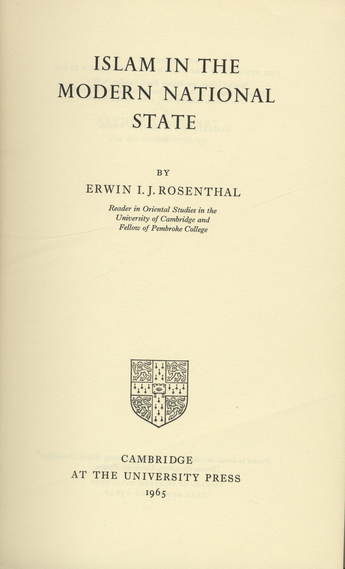 Islam in The Modern National State.