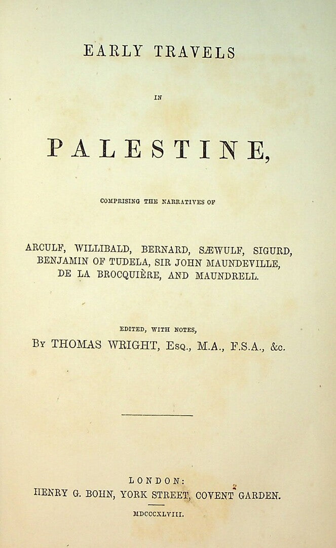 Early Travels in Palestine.