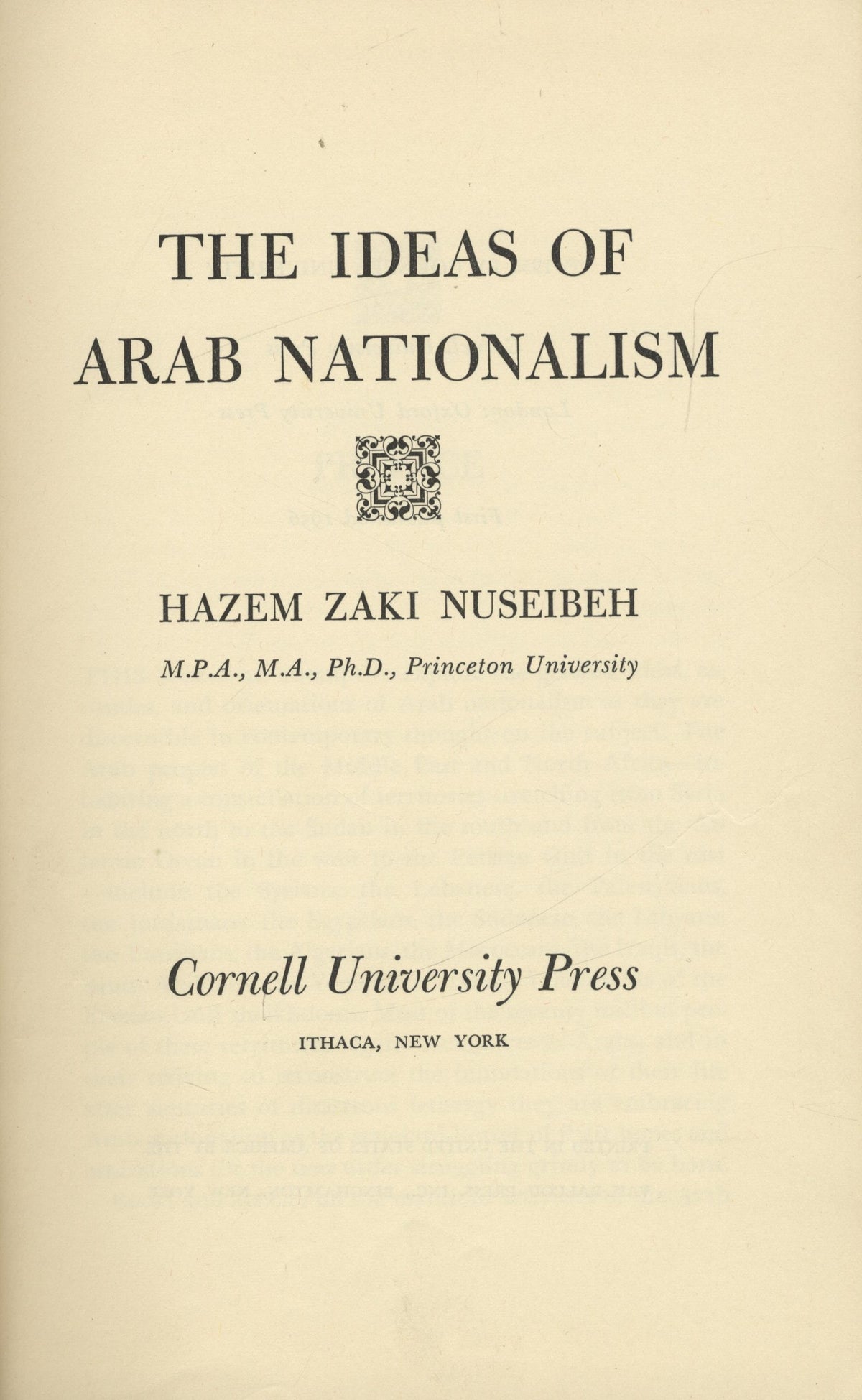 The Ideas of Arab Nationalism.