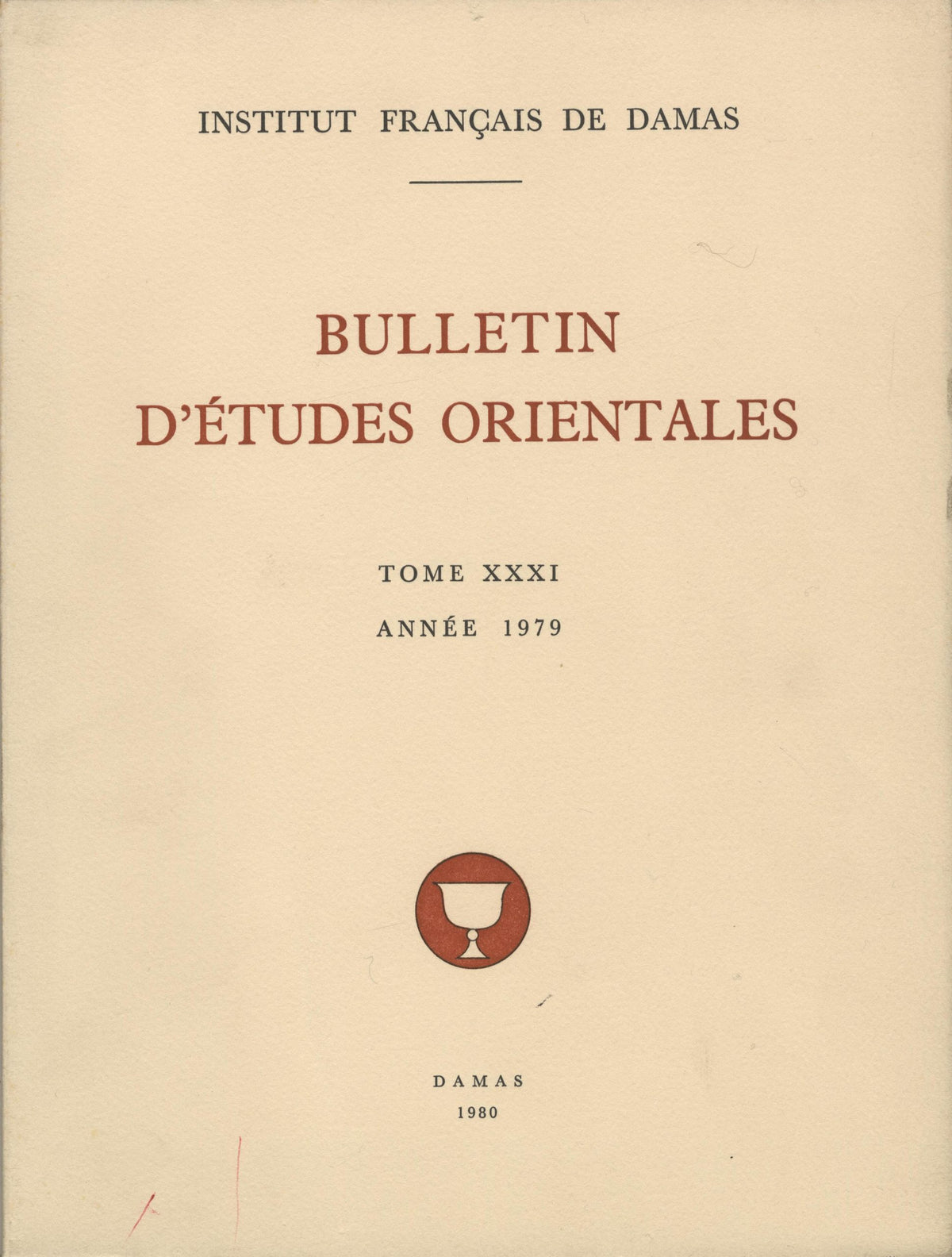 Bulletin d’Études Orientales Tome XXXI, Année 1979.
