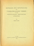 Beitrage zur Entstehung der Vierradikaligen Verben in den Gesprochenen Semitischen Sprachen.