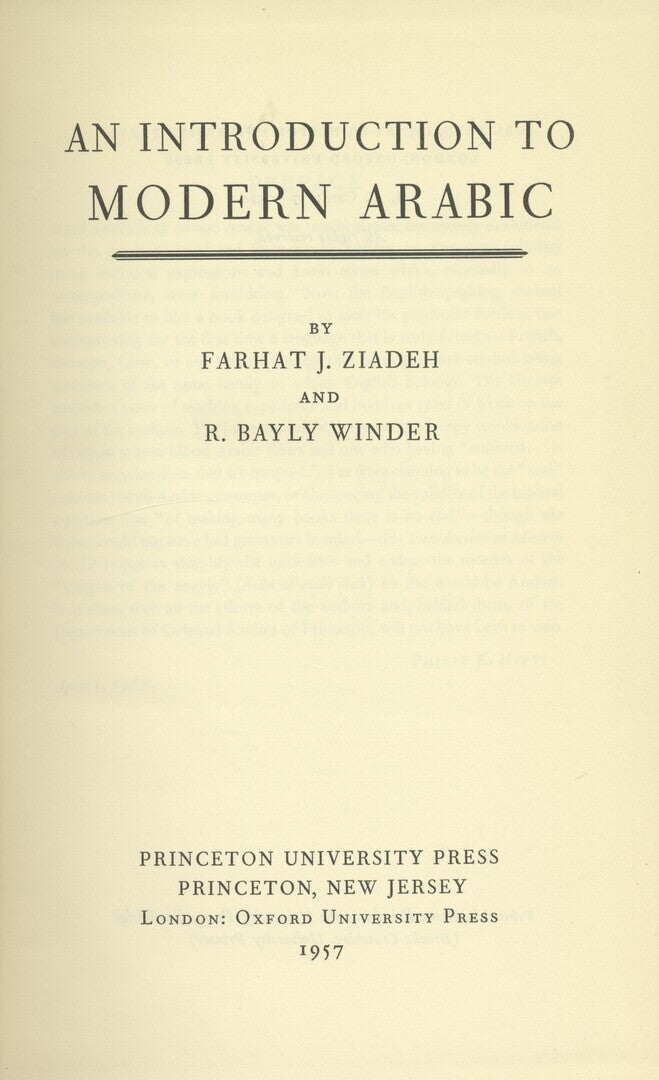 An Introduction to Modern Arabic.