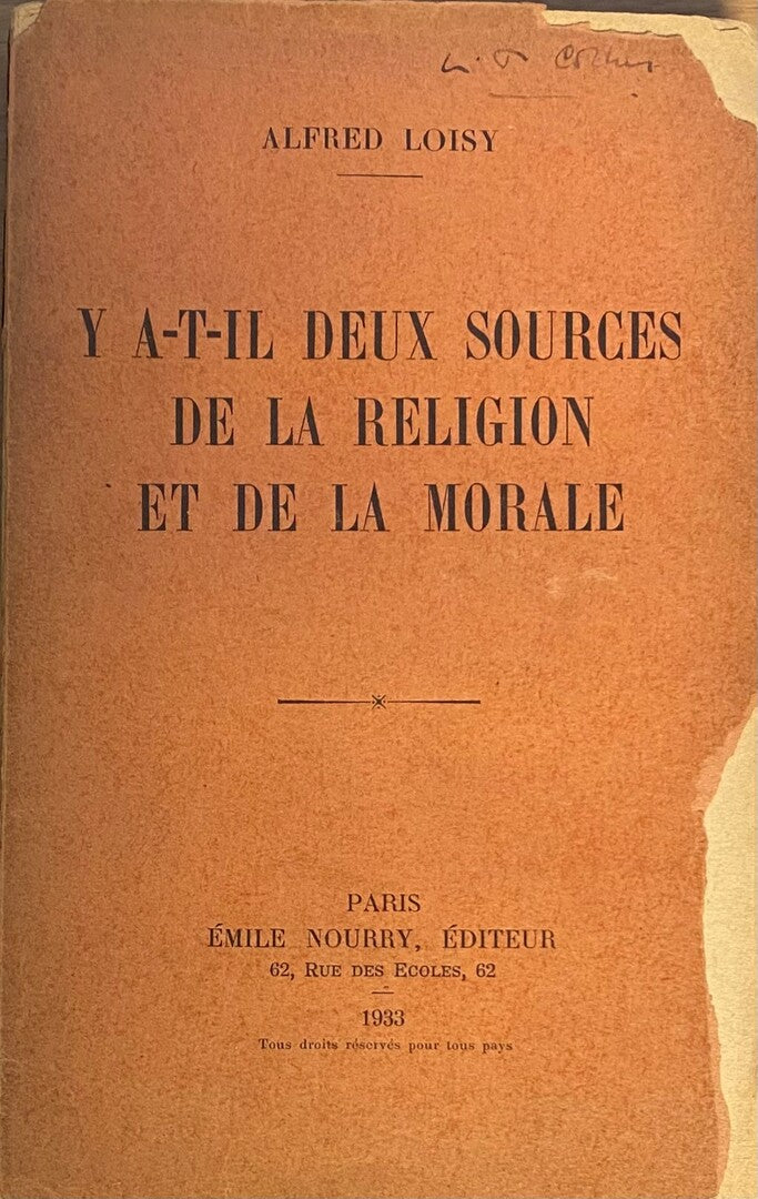 Y A-T-IL deux sources de la religion et de la morale.