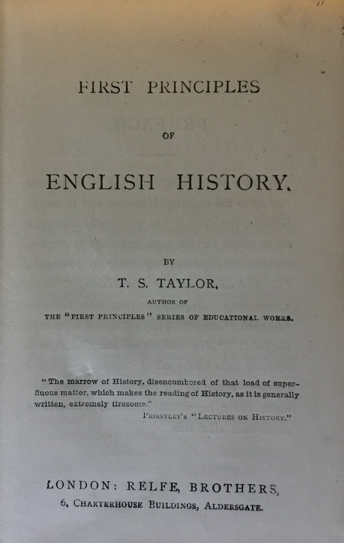 First Principles of English History.