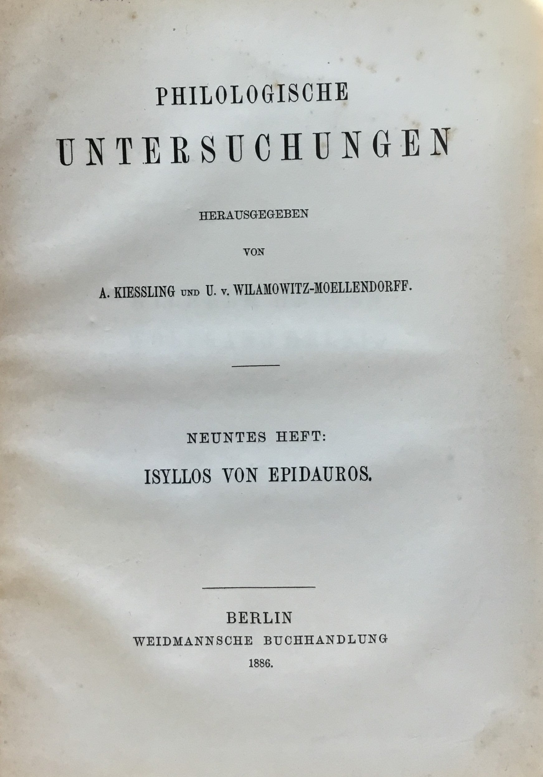 Philologische Untersuchungen.