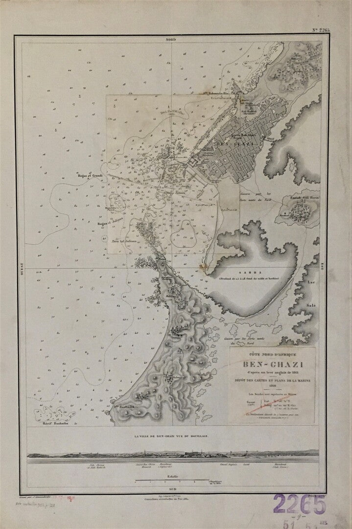 Côte Nord d’Afrique. Ben-Ghazi. d’Apres un leve Anglais de 1861.