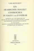 Ein Arabischer Dialekt Gesprochen in Oman und Zanzibar. Grammatik, Laut- Und Formenlehre der Sprache der Oman-Barber und Ihrer Kolonie in Zanzibar Nach Praktischen Gesichtspunkten Bearbeitet.