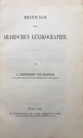 Beitrage zur Arabischen Lexikographie. TWO VOLUMES.