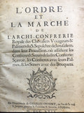 L'Ordre et la Marche de l'Archi-confrerie Royale des Chevaliers Voiageurs & Palmiers du S. Sepulchre de Jerusalem.