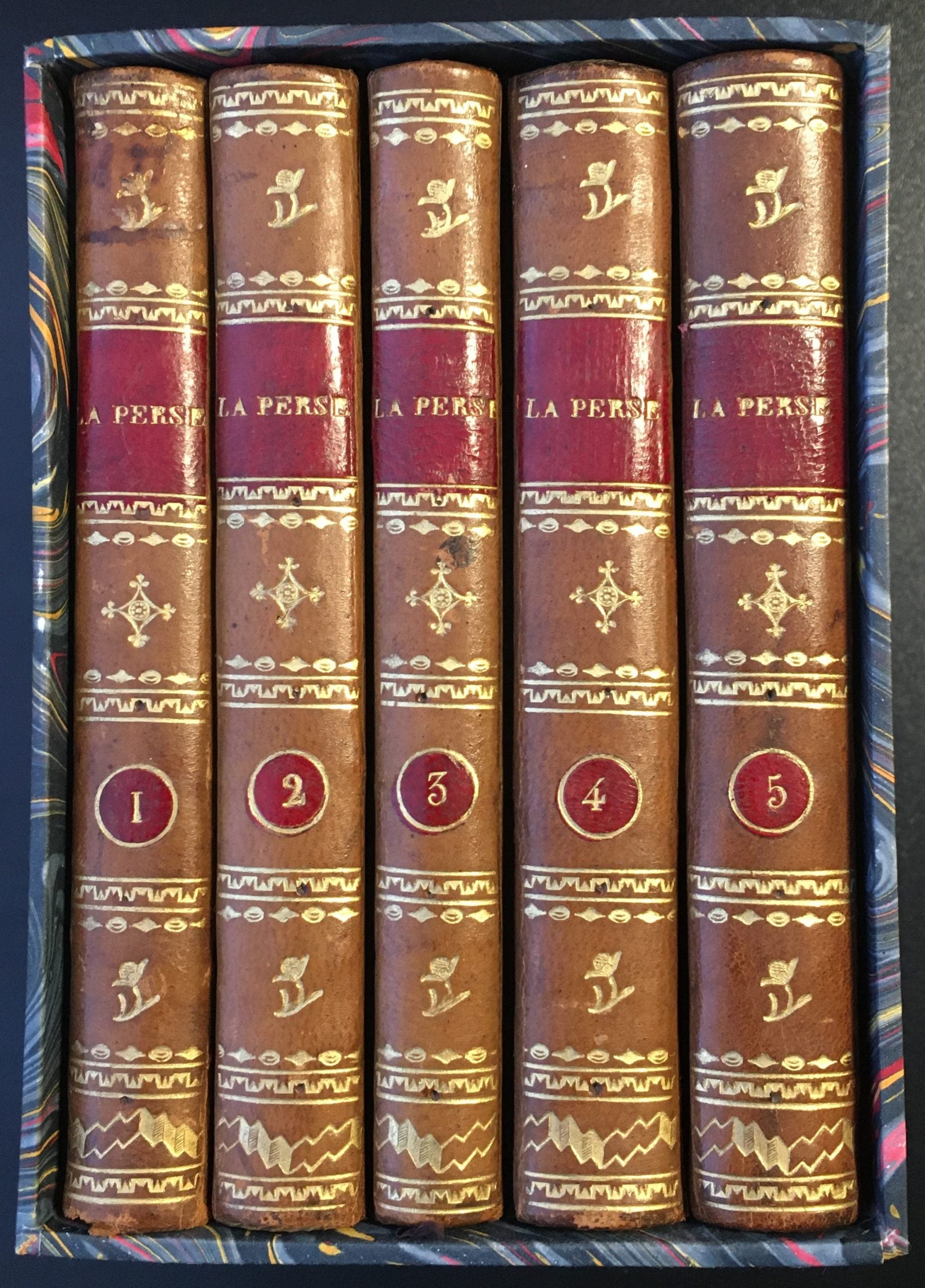 La Perse, ou Tableau de l'histoire, du gouvernement, de la religion, de la littérature, etc., de cet Empire; des moeurs et coutumes de ses habitants.  FIVE VOLUMES.