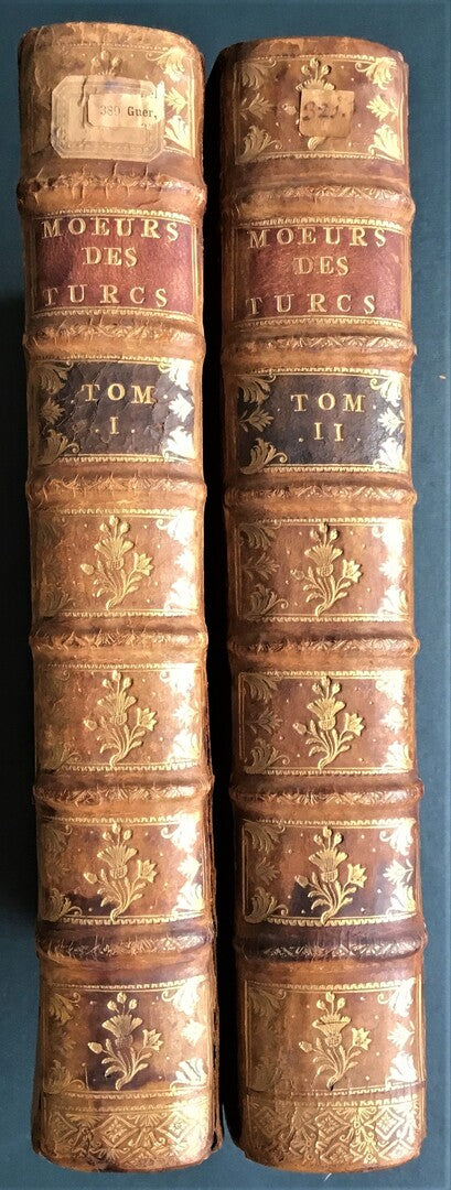 Moeurs et usages des Turcs, leur religion, leur gouvernement civil, militaire et politique, avec un abrégé de l'histoire Ottomane. Ouvrage enrichi de Figures, entailles Douces. TWO VOLUMES.