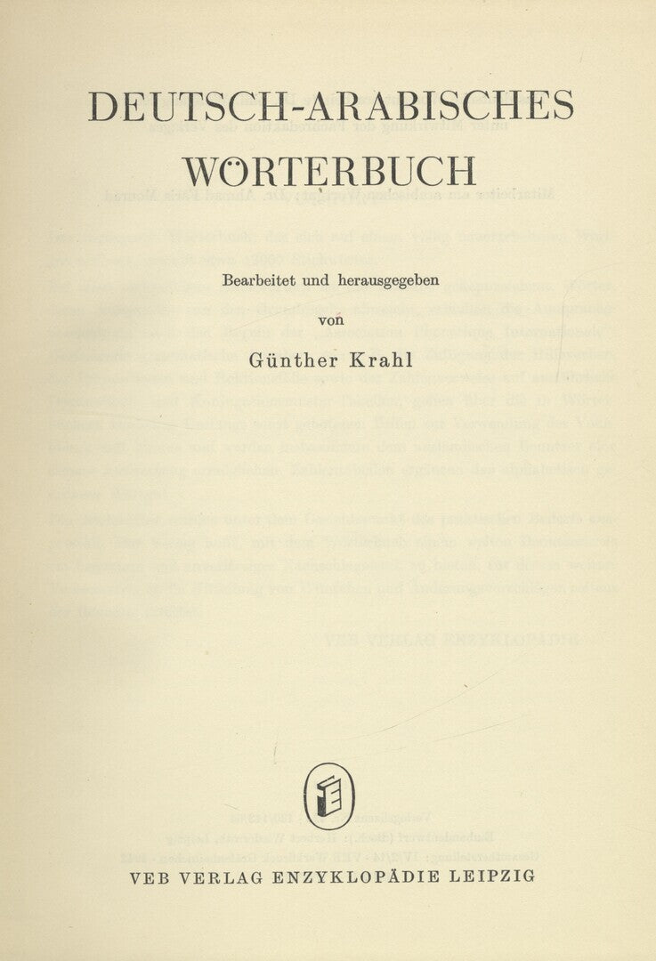Deutsch - Arabisches Wörterbuch.