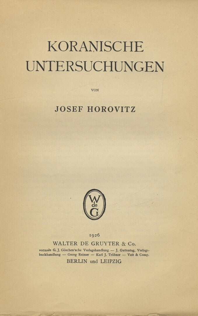 Koranische Untersuchungen.
