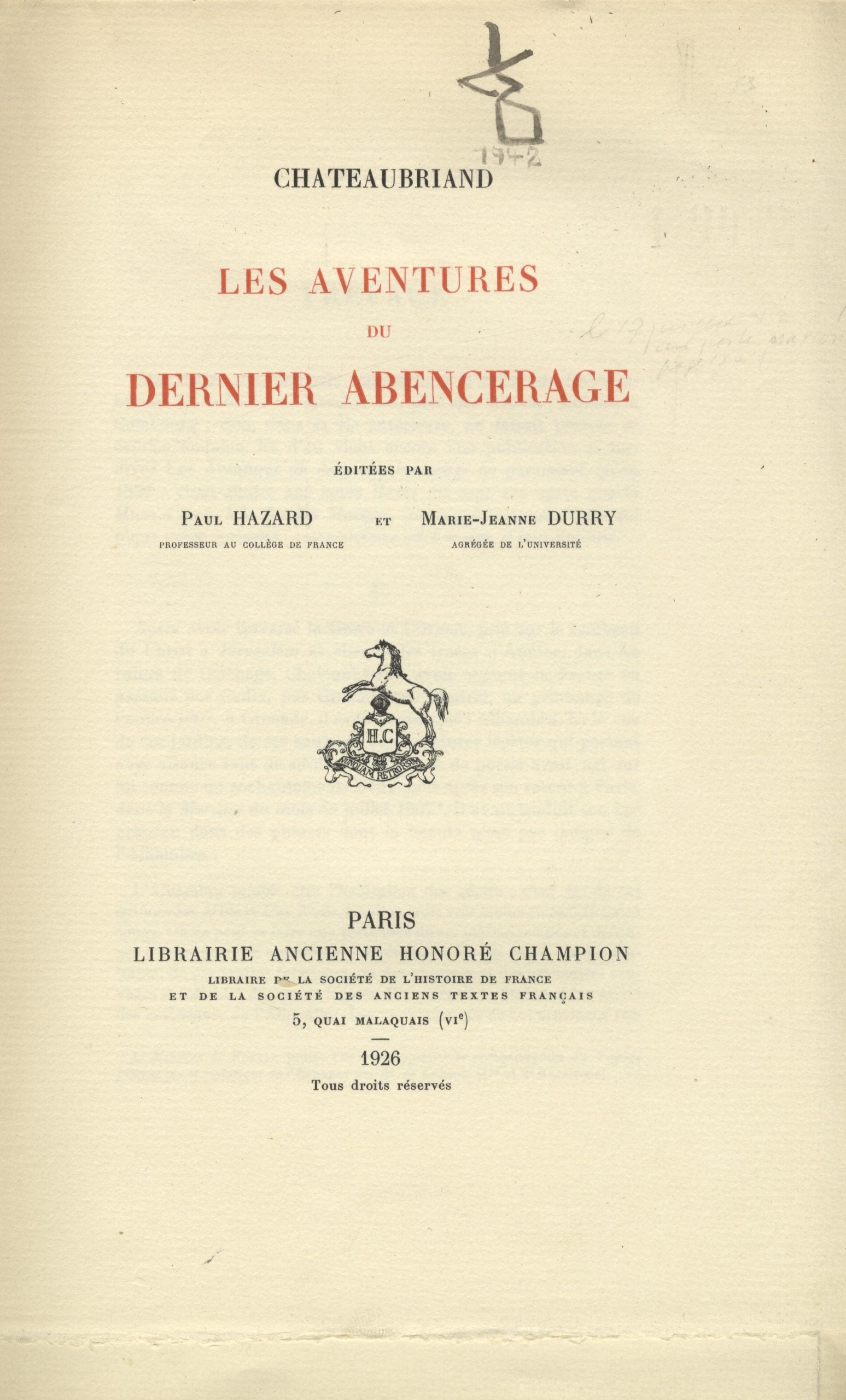 Les Aventures du Dernier Abencerage.