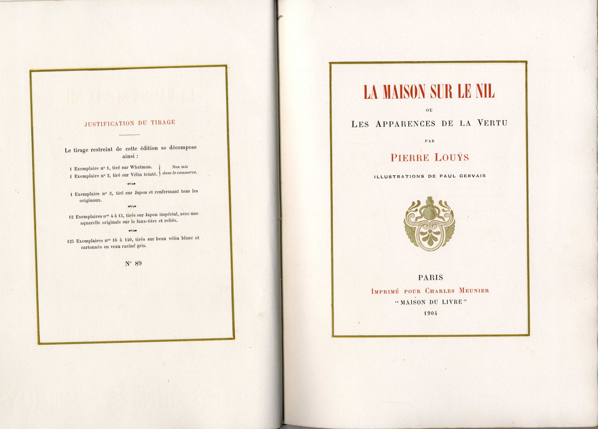 La Maison sur le Nil ou Les Apparences de la Vertu + Ariane ou Le Chemin de la Paix Eternelle. TWO VOLUMES.