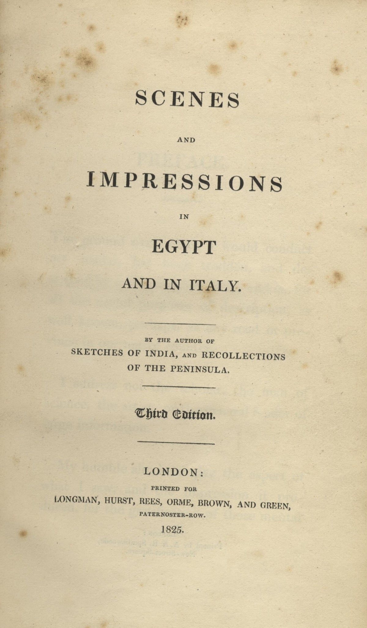 Scenes and Impressions in Egypt and in Italy.