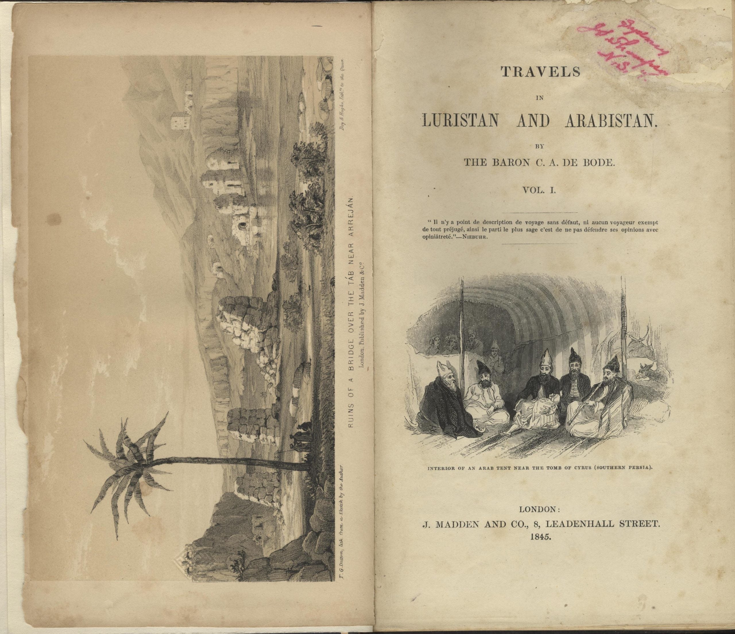 Travels in Luristan and Arabistan. TWO VOLUMES.