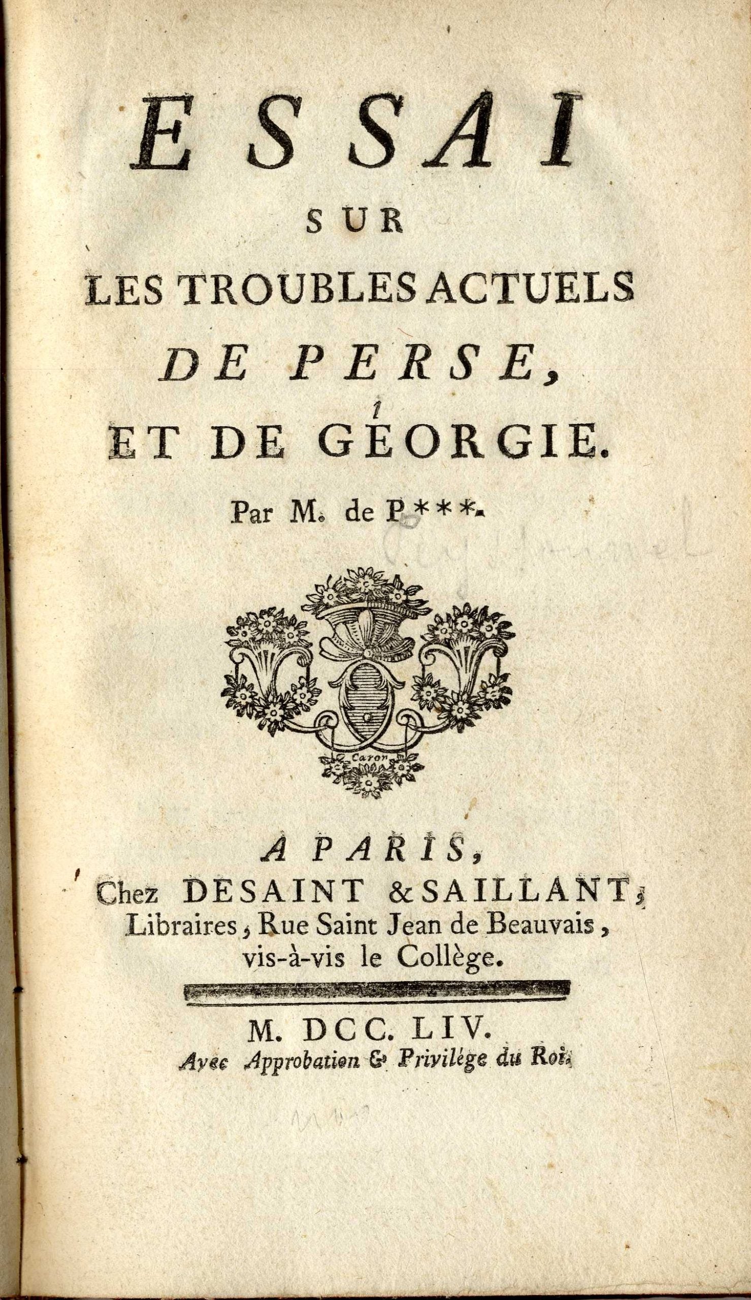 Essai sur Les Troubles Actuels de Perse et de Georgie.