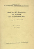 Akten des VII. Kongresses für Arabistik und Islamwissenschaft. Göttingen, 15. bis 22. August 1974.