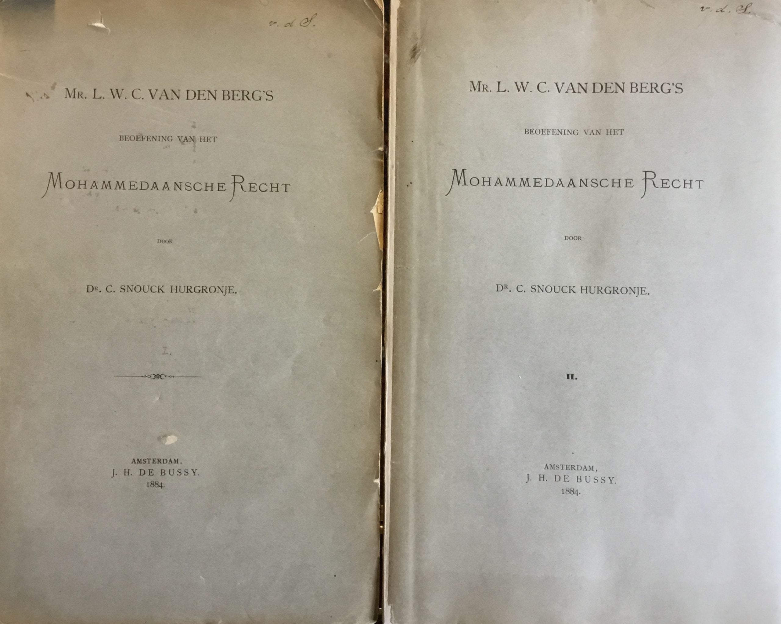 Mr L. W. C. Van den Berg’s Beoefening van het Mohammedaansche Recht. TWO VOLUMES.