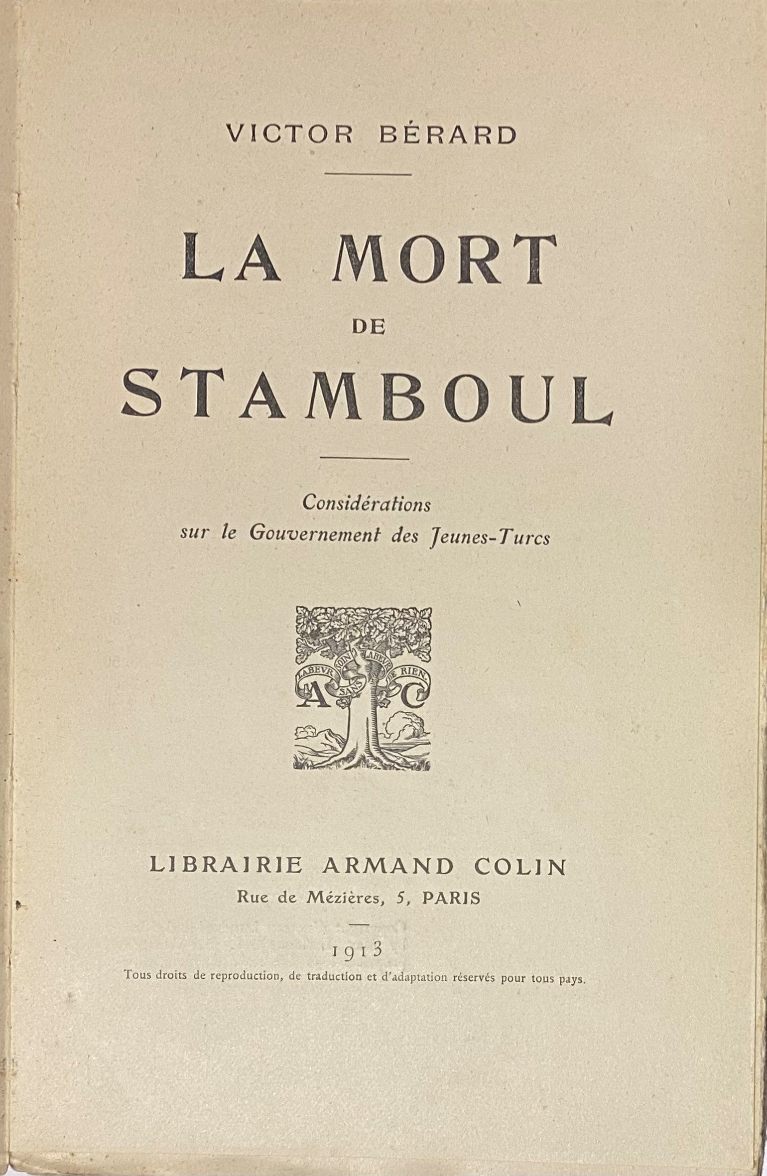 La Mort de Stamboul, Considerations sur le Gouvernement des Jeunes-Turcs.