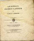 Lexidion arabico-latinum in fabulas Lokmani. Opera et sumtu Jonæ M. Wettergrund.