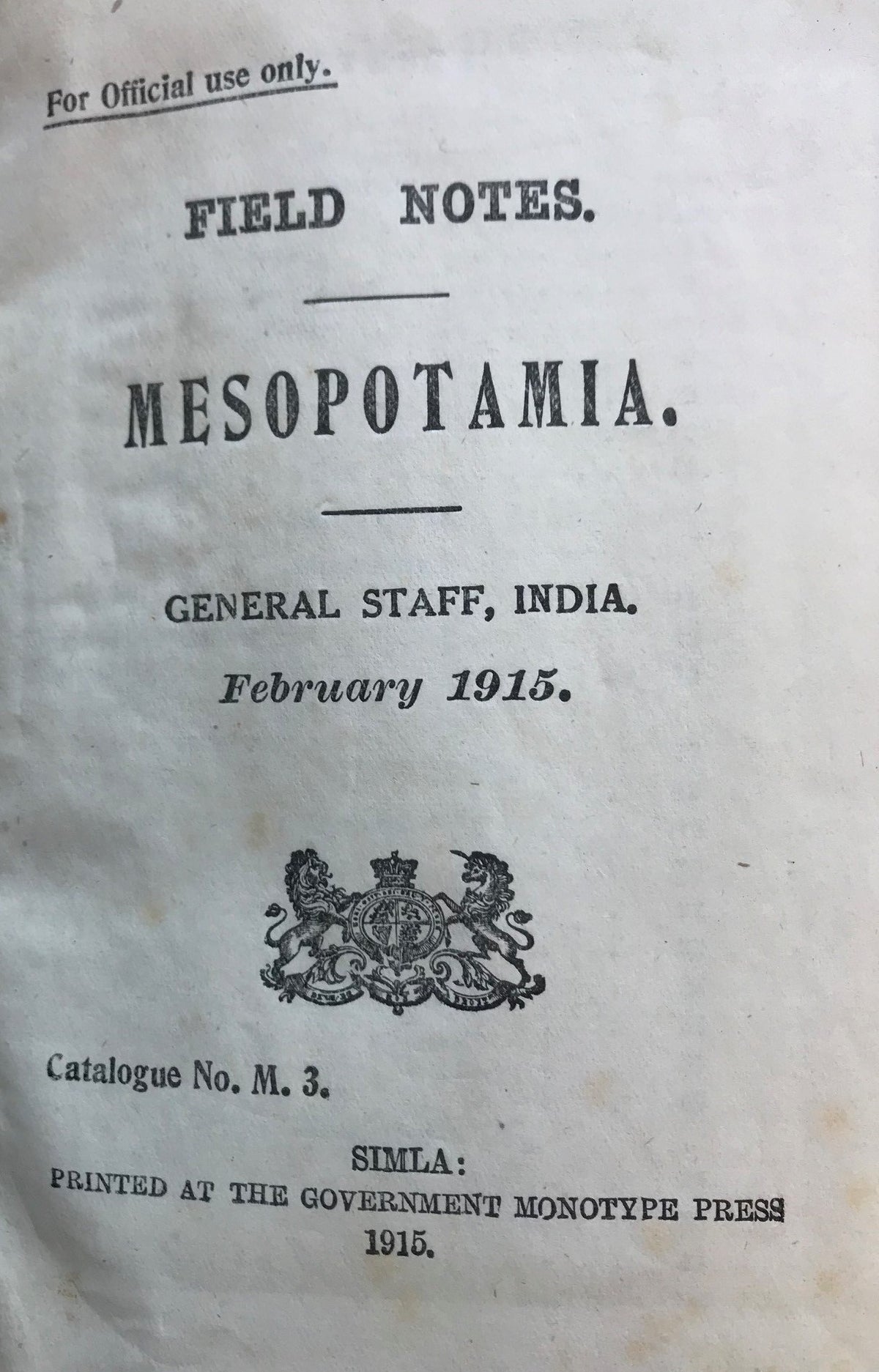Field Notes. Mesopotamia