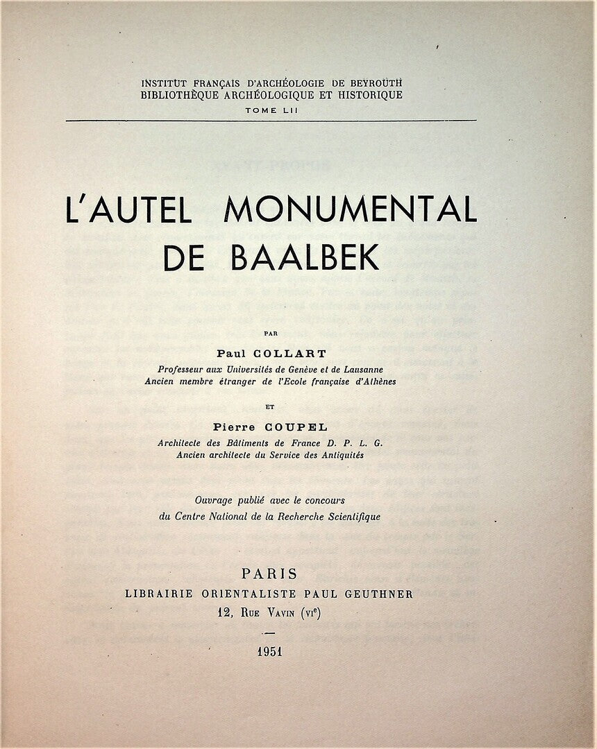 L’Autel Monumental de Baalbek.
