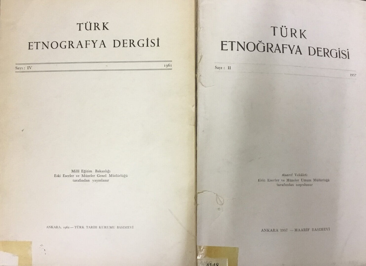 Turk Etnografya Dergisi Volumes II (1957), IV (1961) & V (1962). THREE VOLUMES.