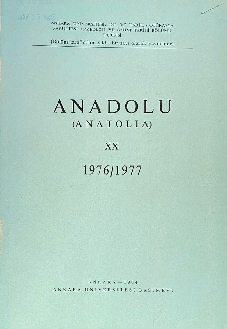 Anadolu (Anatolia) XX 1976/1977.