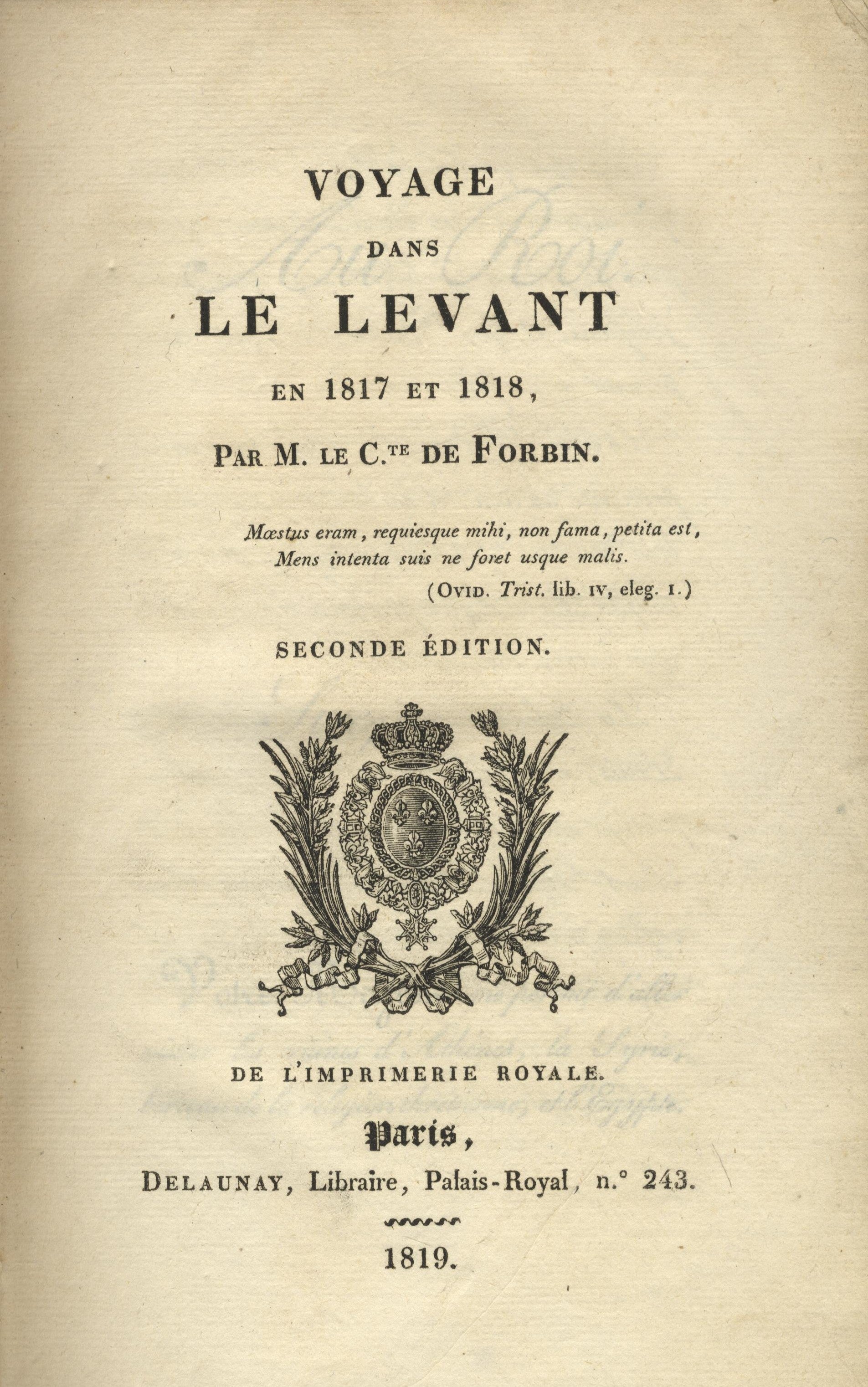 Voyage dans le Levant en 1817 et 1818. TWO VOLUMES IN ONE: TEXT + ATLAS.