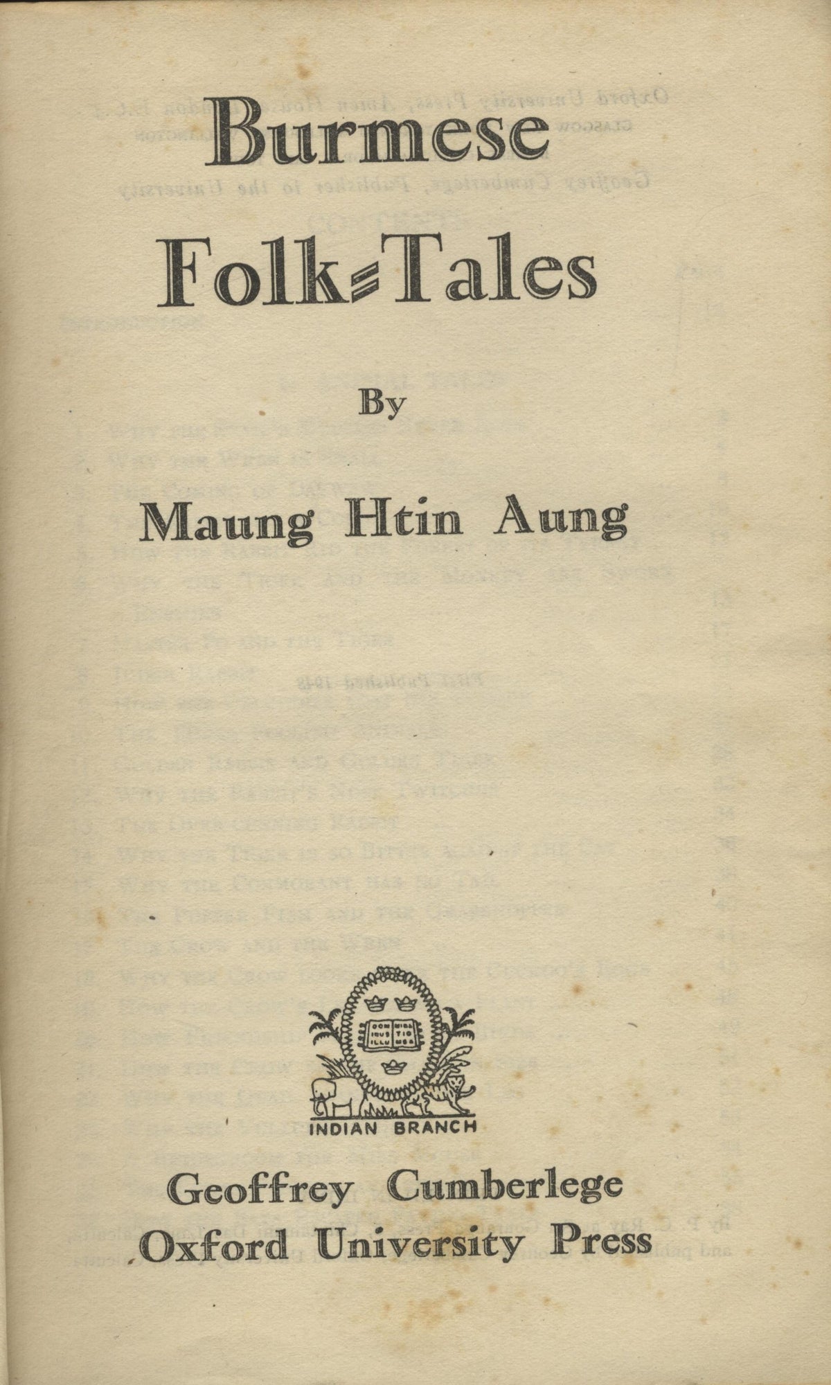 Burmese Folk Tales.