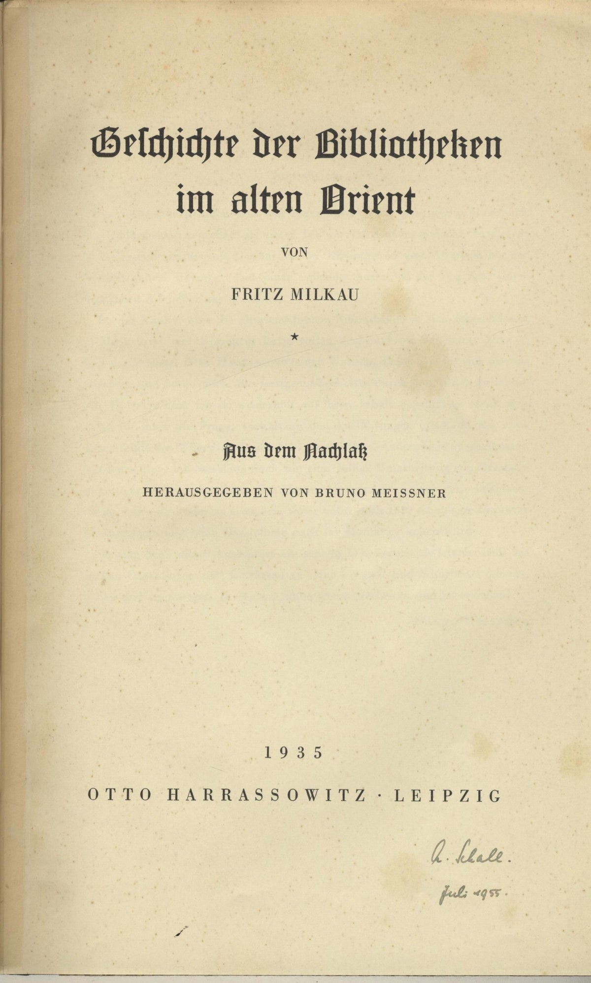 Geschichte der Bibliotheken im alten Orient.