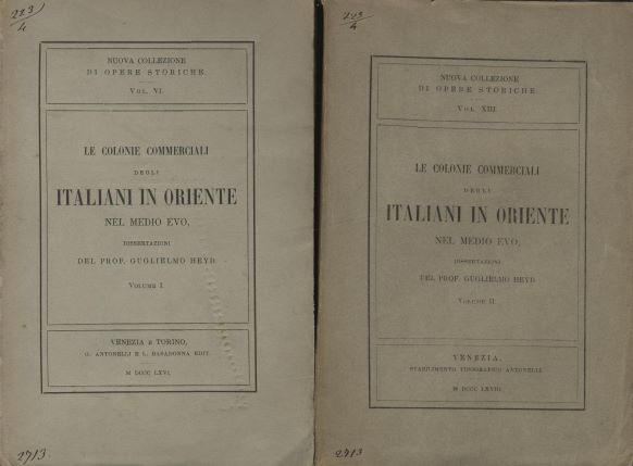 Le Colonie Commerciali degli Italiani in Oriente Nel Medio Evo. TWO VOLUMES.