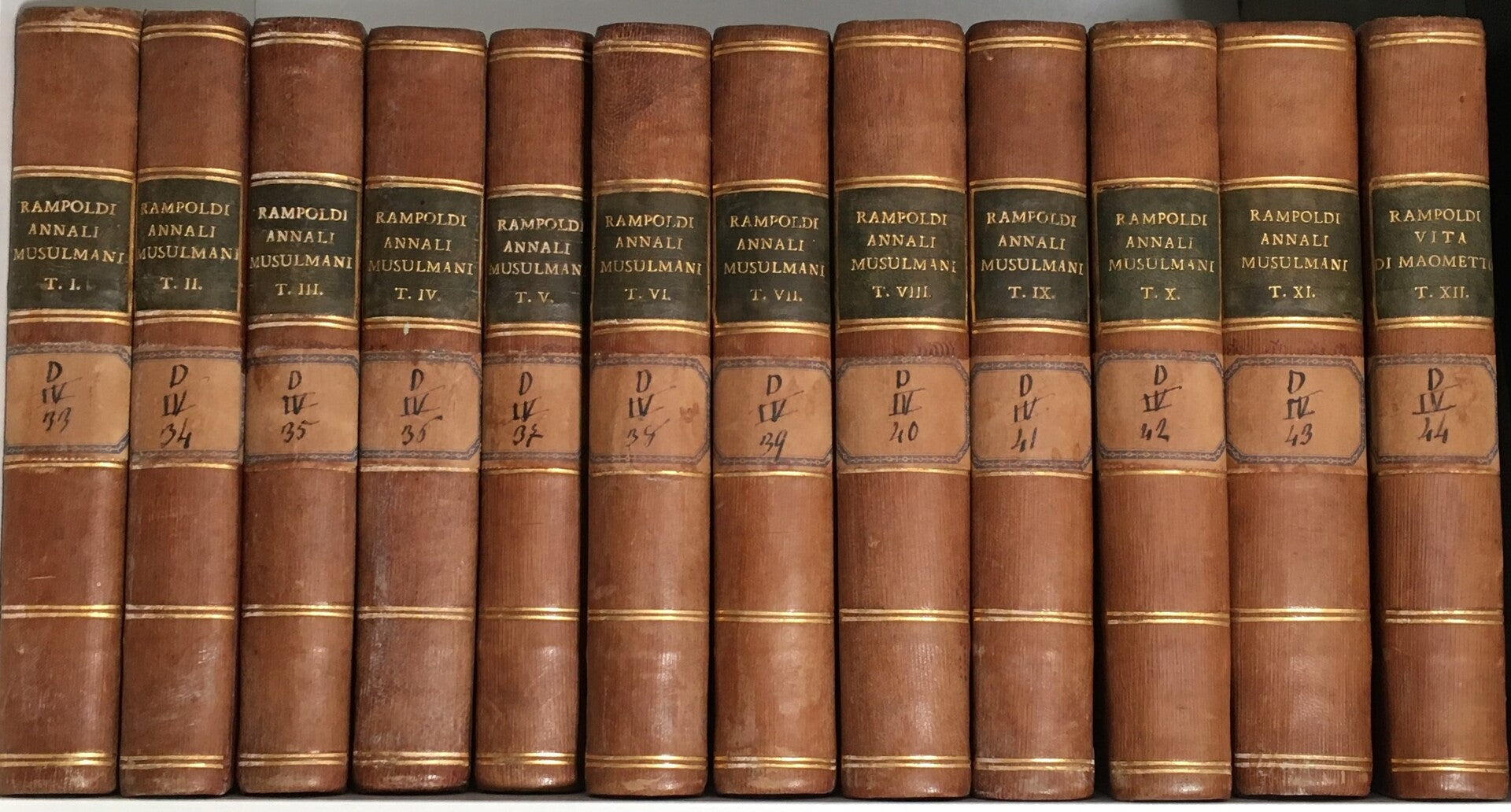 Annali Musulmani. Dal 578 al 1453 dellera volgare. TWELVE VOLUMES COMPLETE SET.