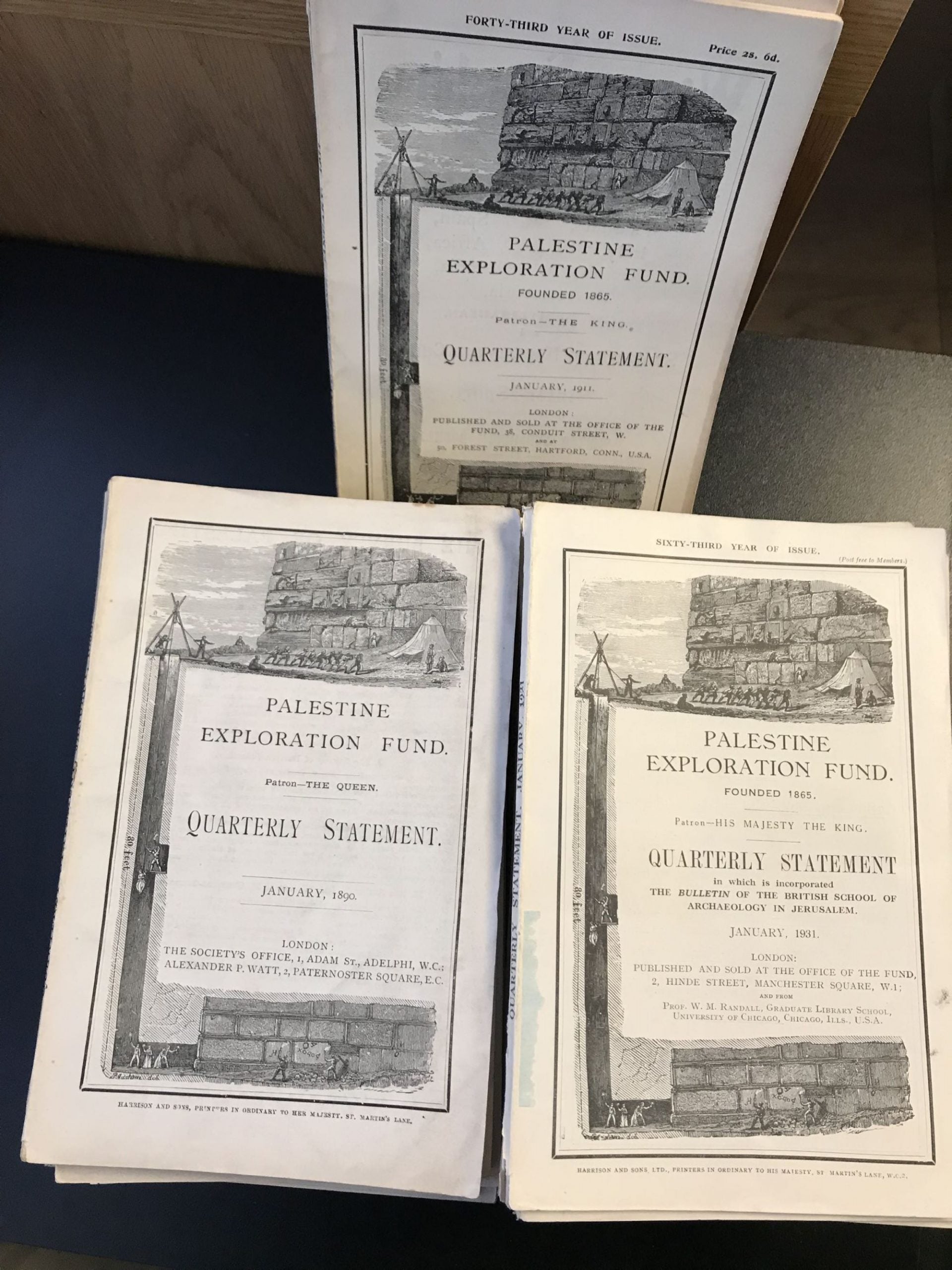Palestine Exploration Fund Quarterly Statement. EIGHTY NINE ISSUES FROM 1874 to 1935.