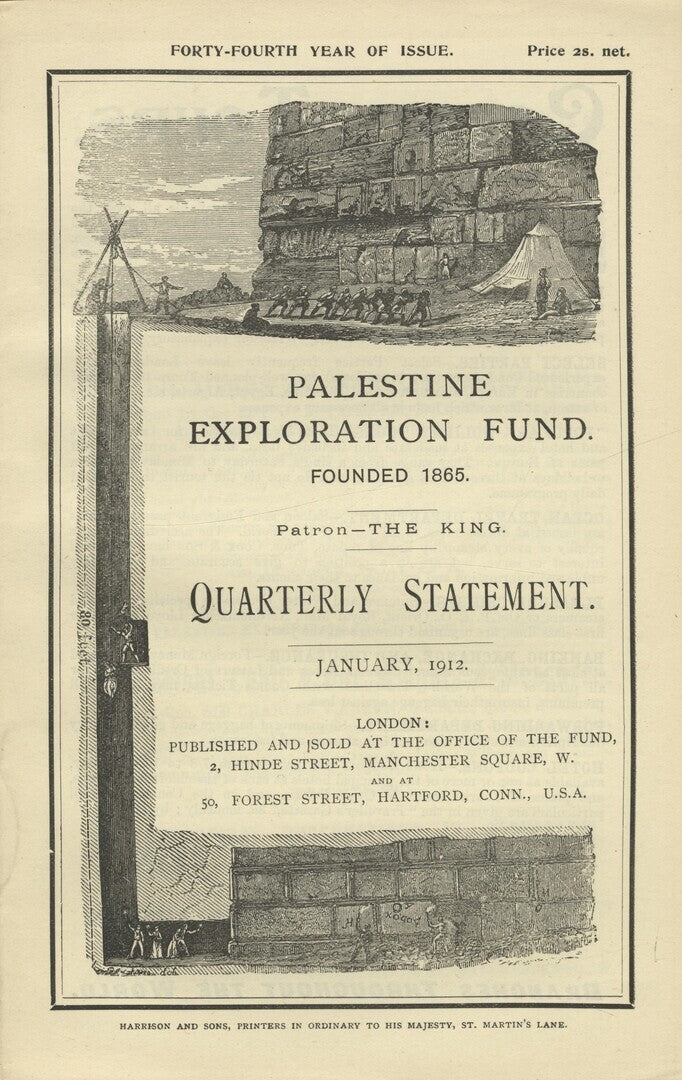 Palestine Exploration Fund Quarterly Statement. FOUR COMPLETE ISSUES JANUARY-OCTOBER 1912.