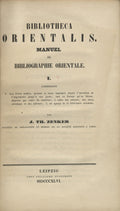 Bibliotheca Orientalis. Manuel de Bibliographie Orientale, Volume I.