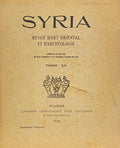 Syria. Revue d’Art Oriental et d’Archéologie Tome XII, 1931. Fascicule 4 Only.