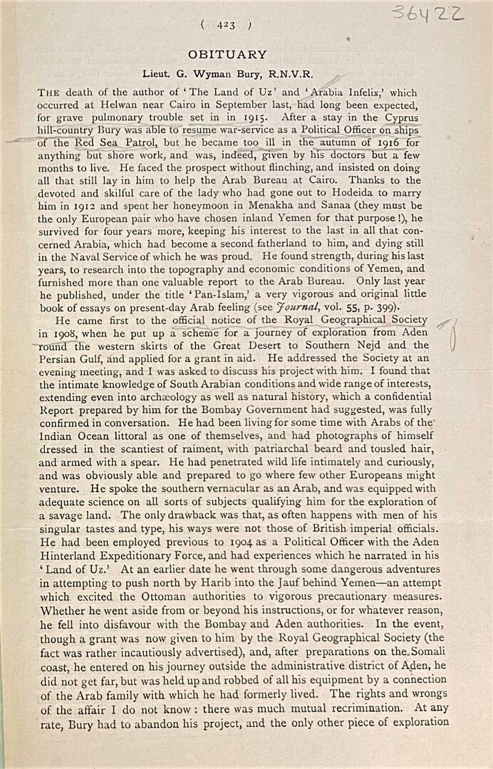 Obituary Lieutenant G. Wyman Bury.