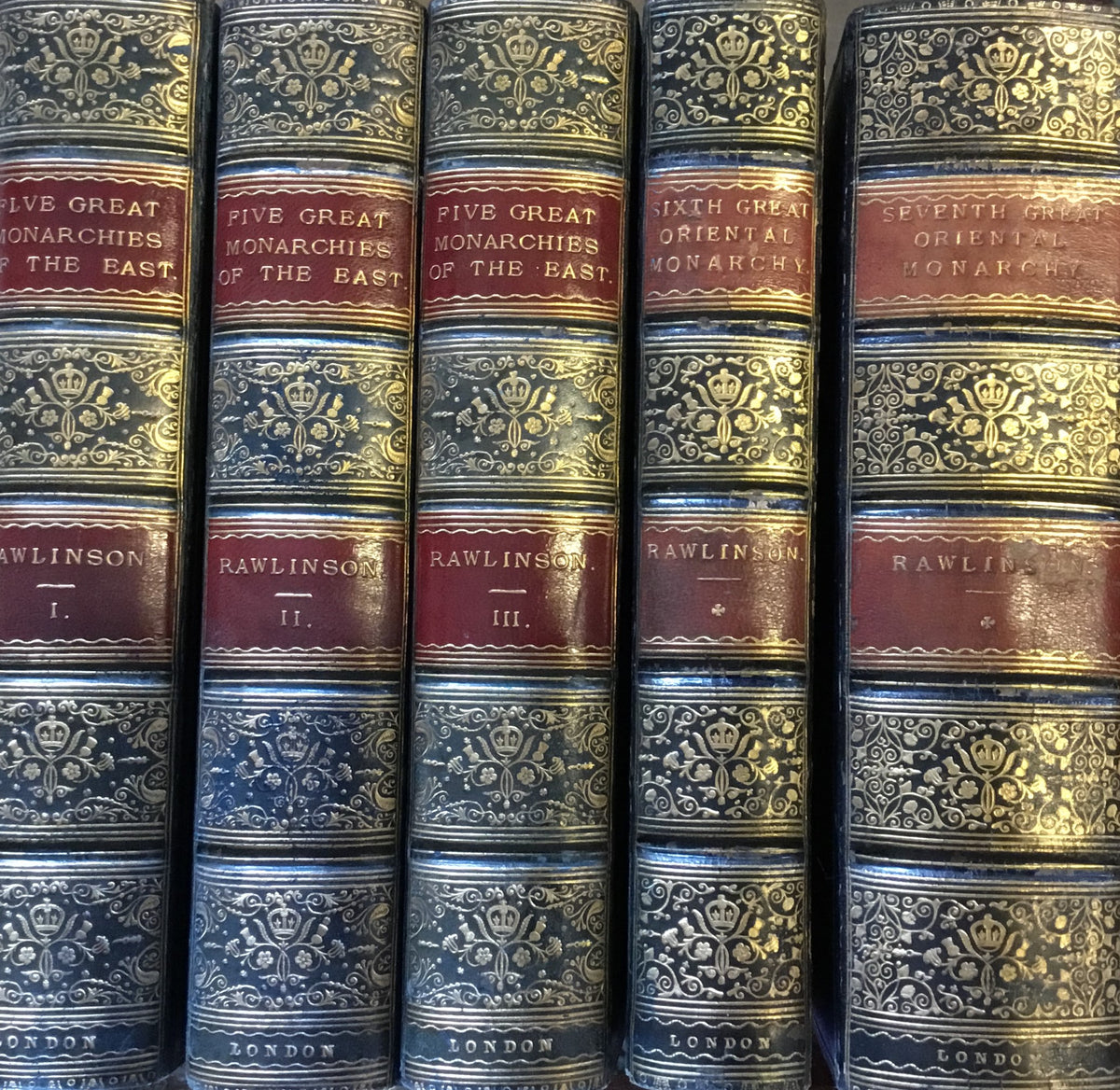 The Five Great Monarchies of The Ancient Eastern World [1871-1876, Second edition] TOGETHER WITH The Sixth Great Oriental Monarchy [1873, First edition] + The Seventh Great Oriental Monarchy [1876, First edition]. FIVE VOLUMES, COMPLETE SET.