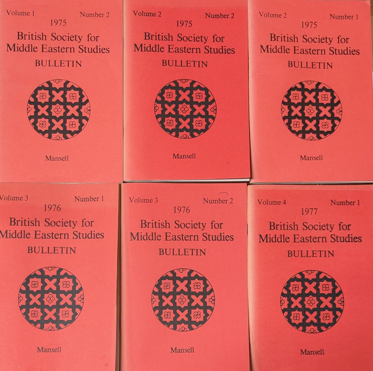 British Society for Middle Eastern Studies Bulletin. SIX VOLUMES.