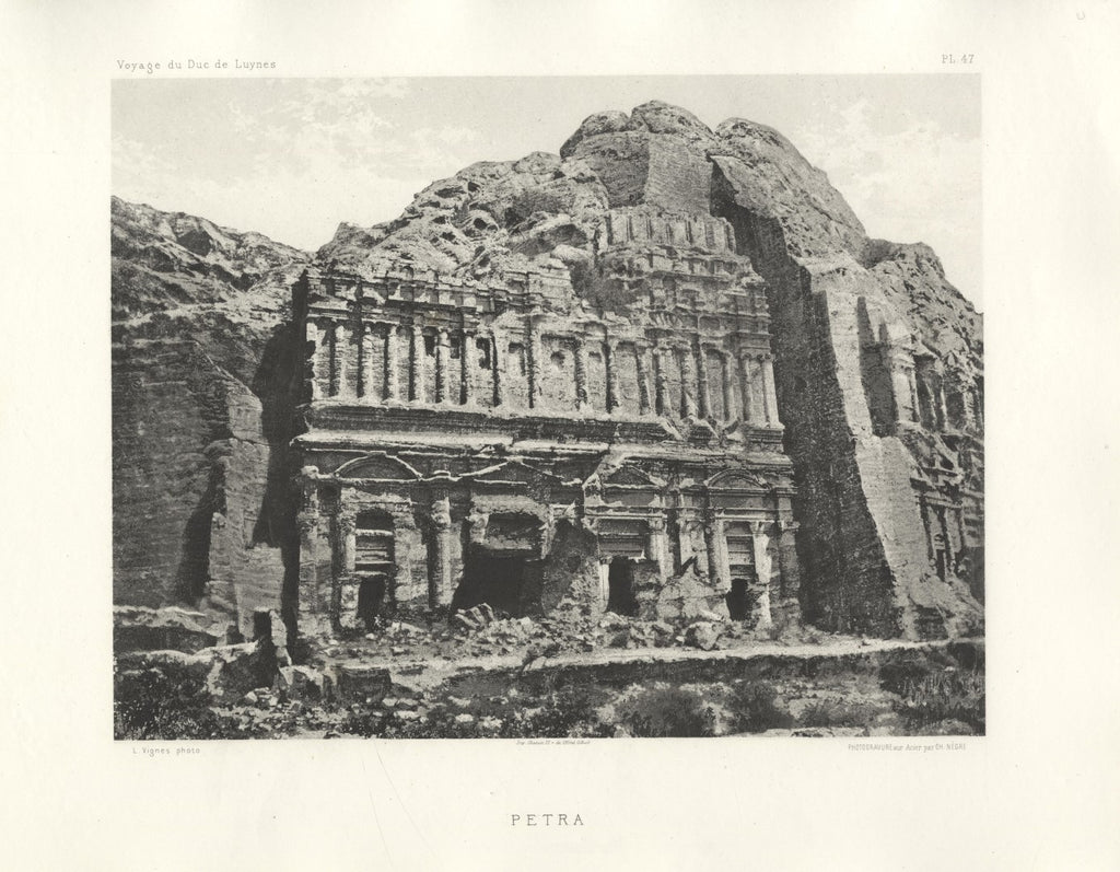 Voyage d’Exploration a la Mer Morte, a Petra et sur la Rive Gauche du Jourdain. Œuvre Posthume Publiée par ses petits-fils sous la direction de M. Le Comte de Vogüé. THREE VOLUMES + ATLAS.