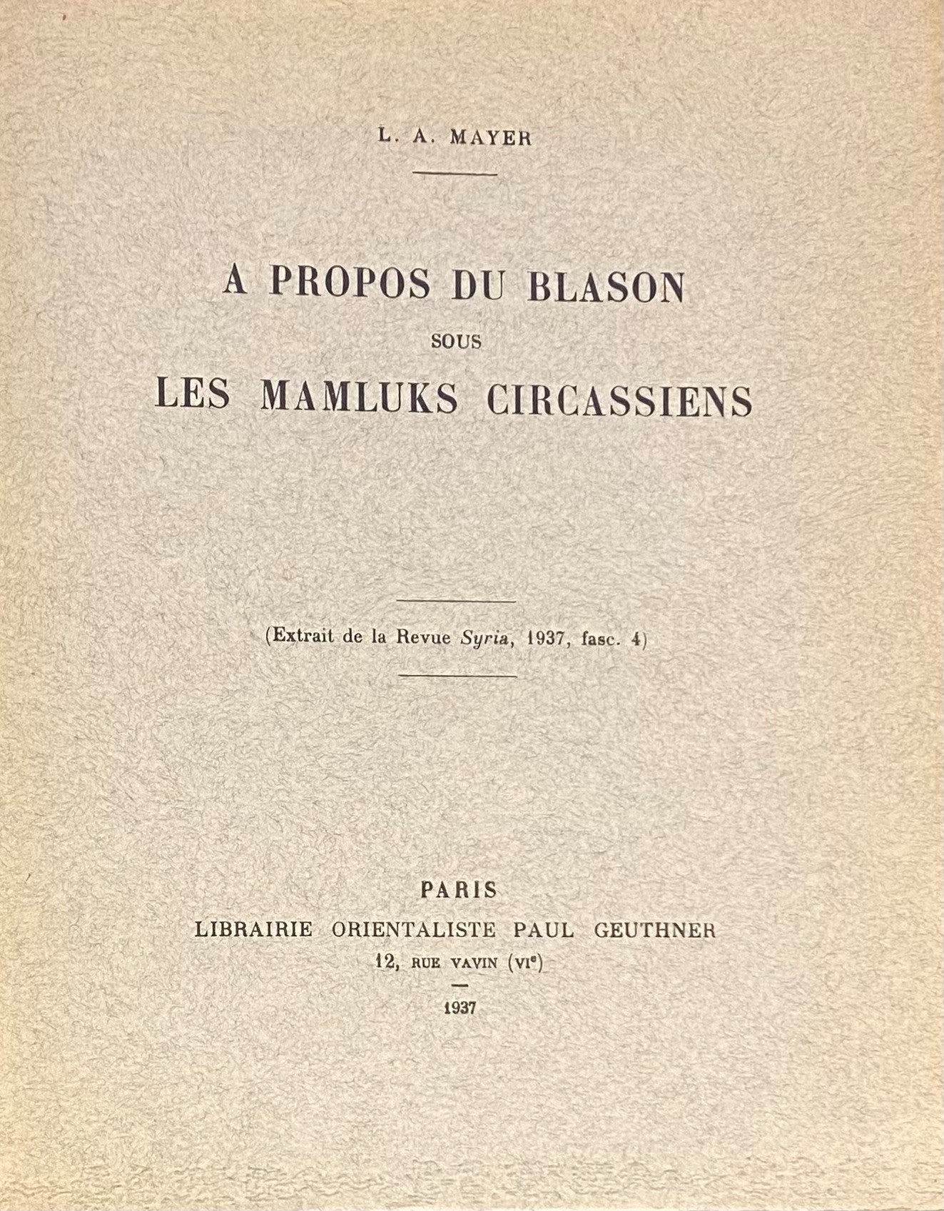 A Propos du Blason sous les Mamluks Circassiens.