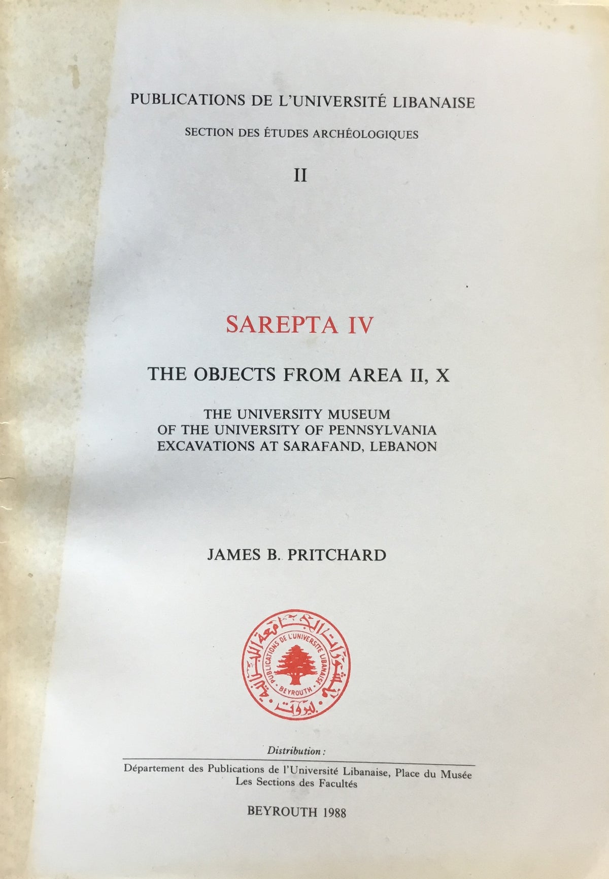 Sarepta IV. The Objects from Area II, X.