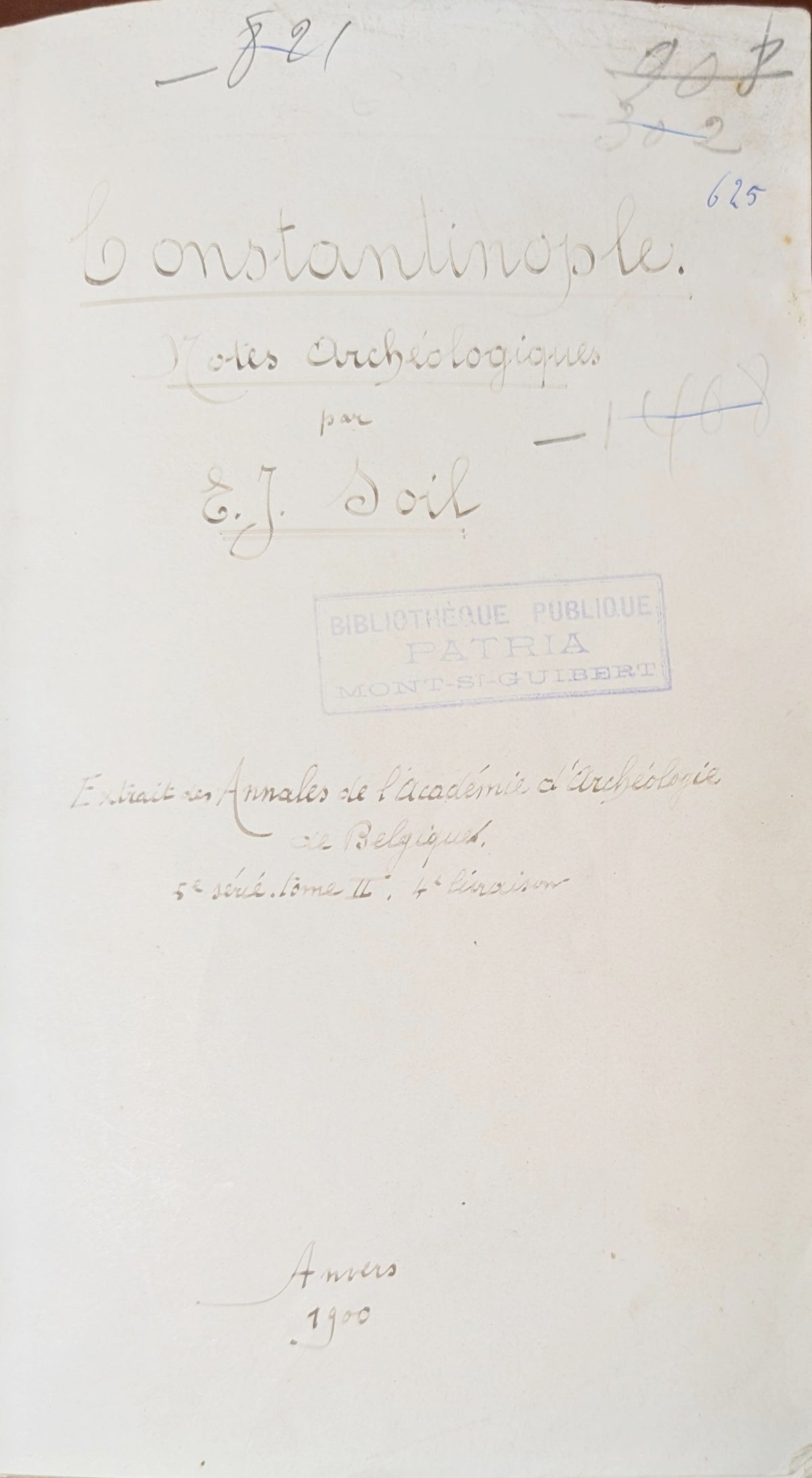 Constantinople, Notes Archeologiques.