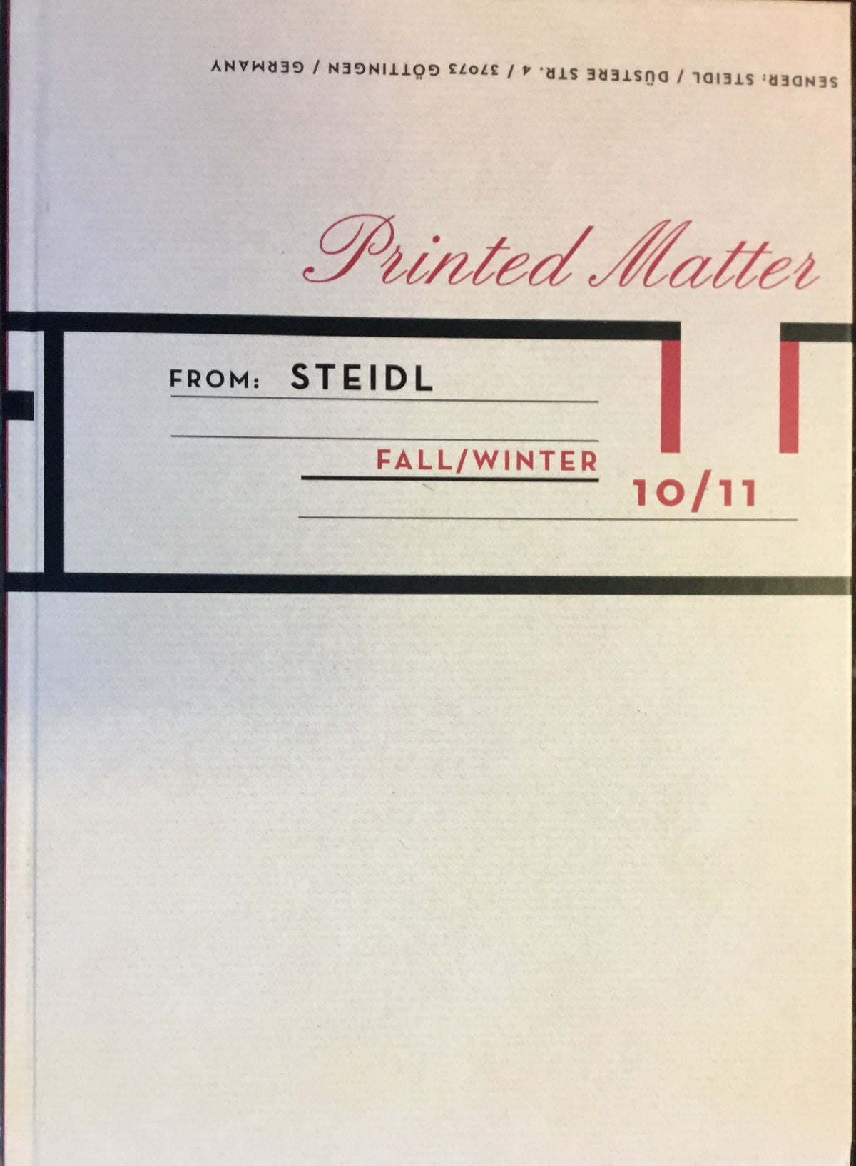Printed Matter. From: Steidl. Fall/Winter 10/11